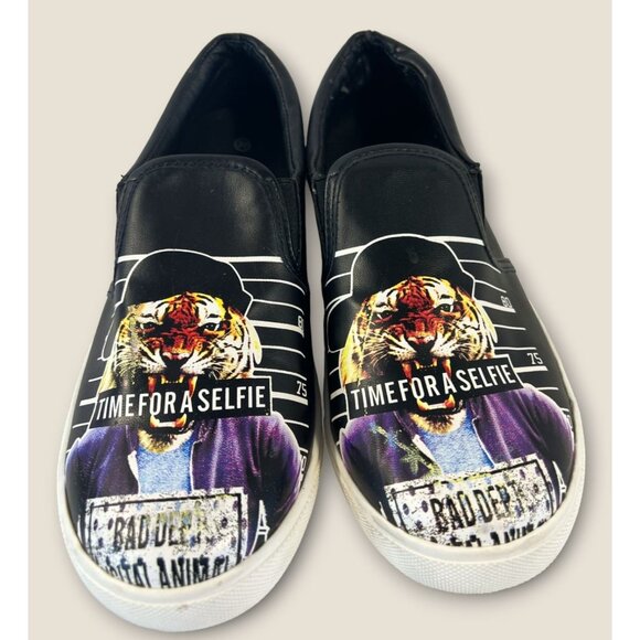 Tissaia Slip-On Shoes With Tiger Graphic "Time For A Selfie" Size 37/6.5 - Picture 1 of 7